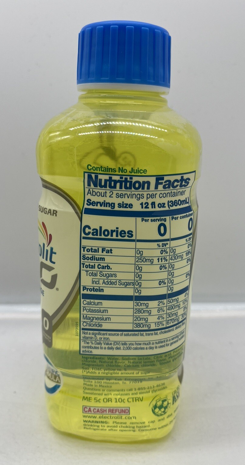 Electrolit Hydration Electrolyte Sports Drink Lemon Flavor