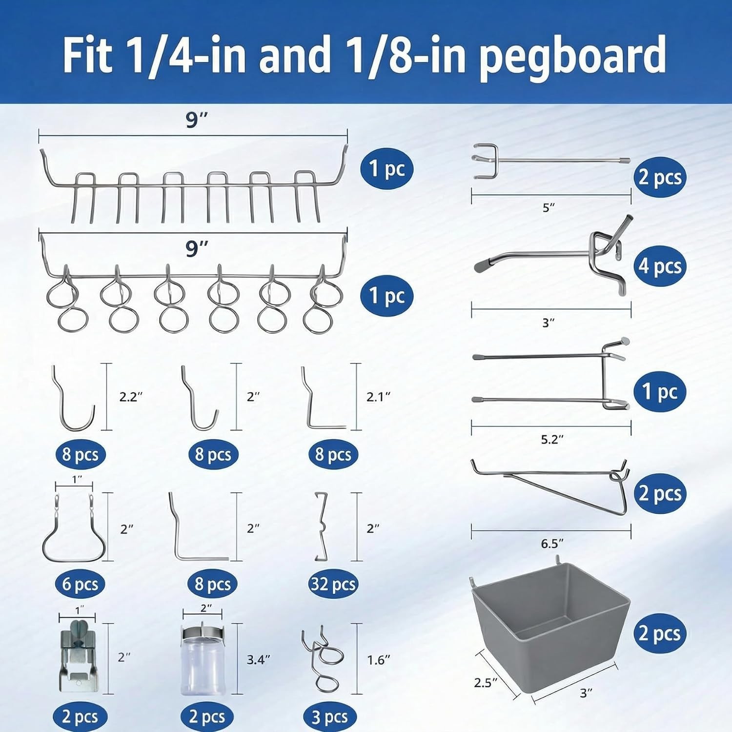 Pegboard Accessories Organizer Kit, 90PCS Hooks Assortment with Bins and Jars...