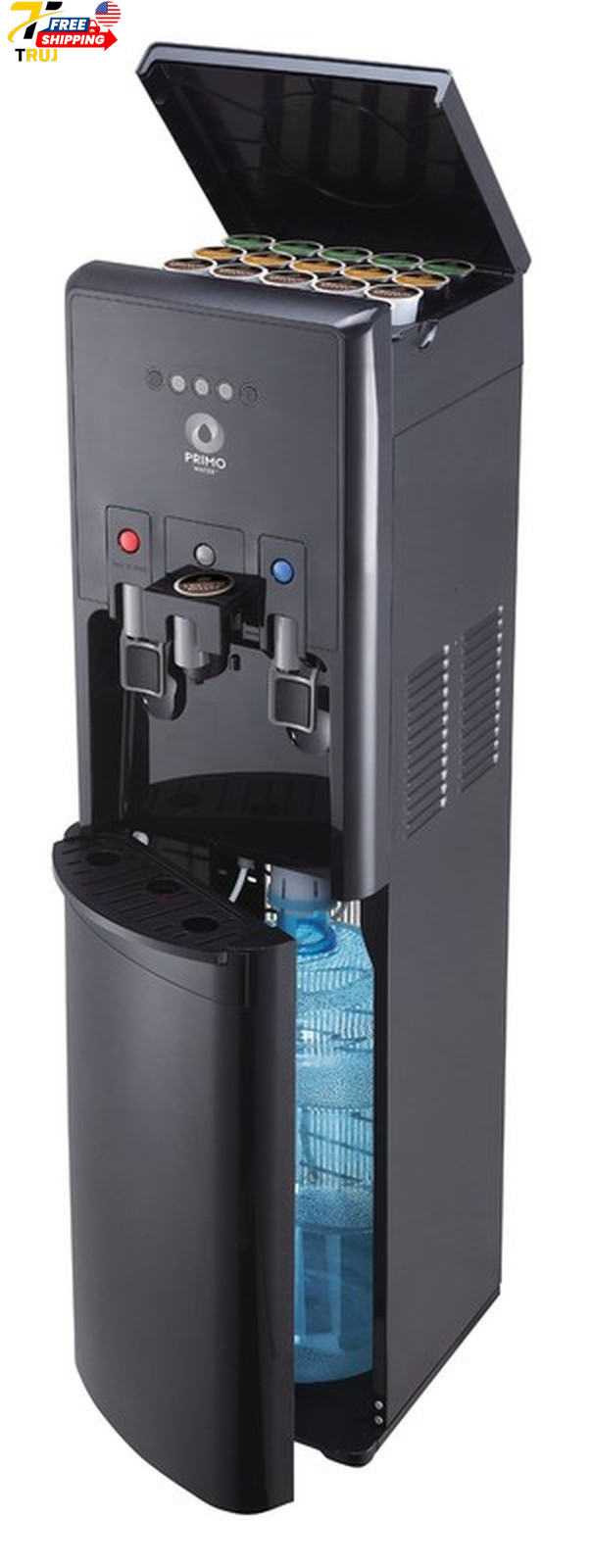 Bottom Loading Pro 2 Temp Water Dispenser with Single-Serve Coffee Maker Black