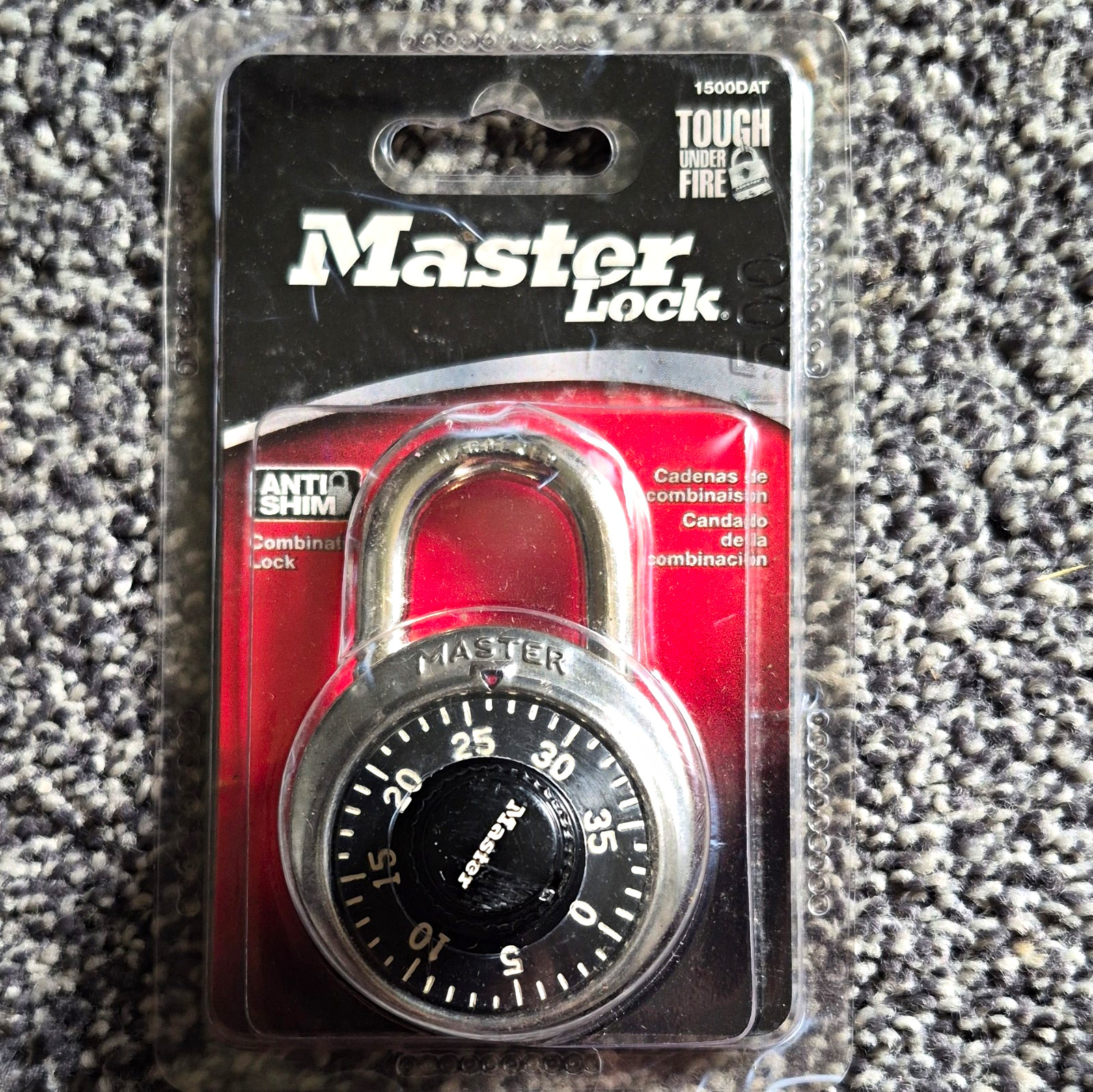 Master Lock 1500DAT Non-Resettable Anti-Shim Steel Padlock 9/32" Shackle