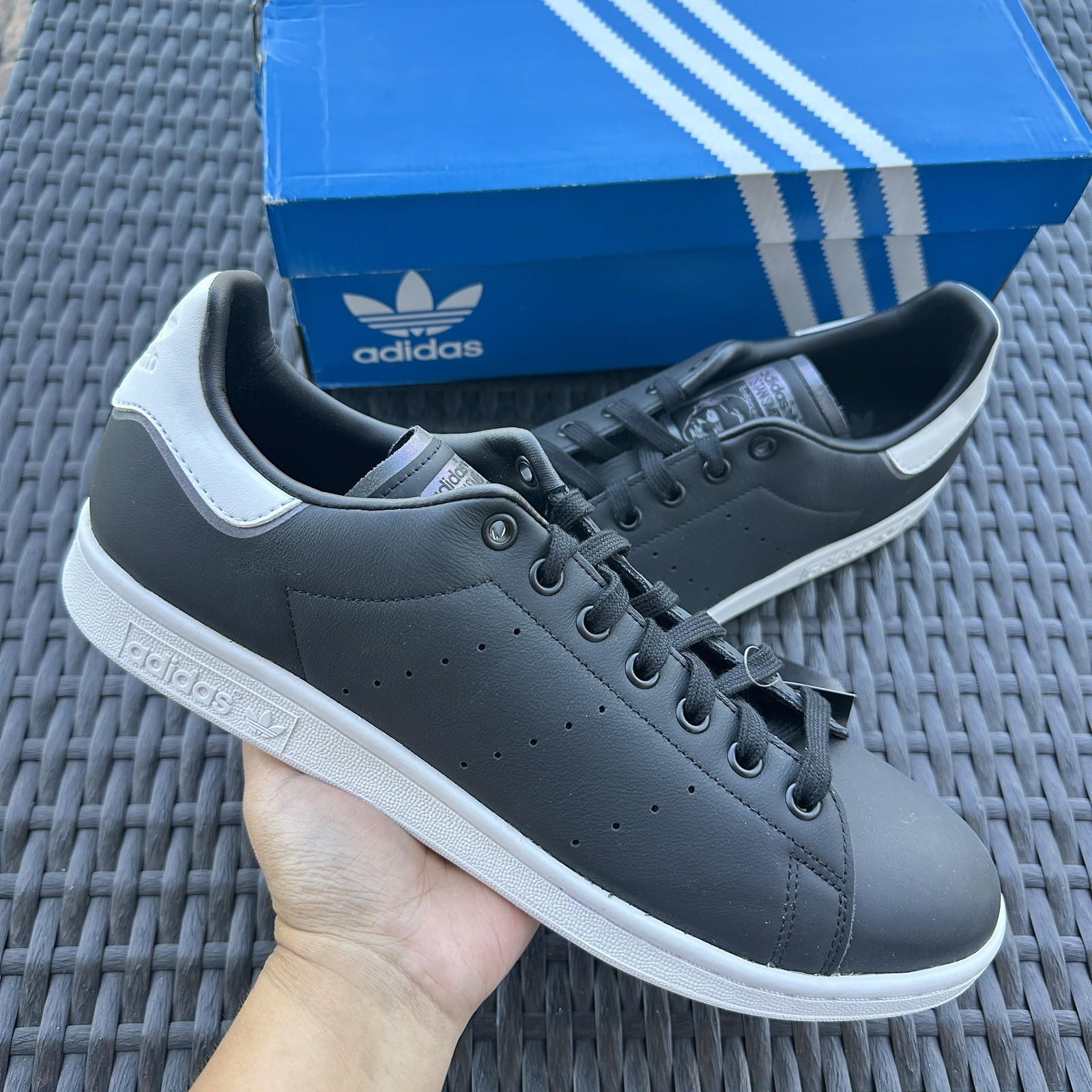 Adidas Stan Smith Black Iridescent Men's Athletic Shoes FU9614 Size 8.5