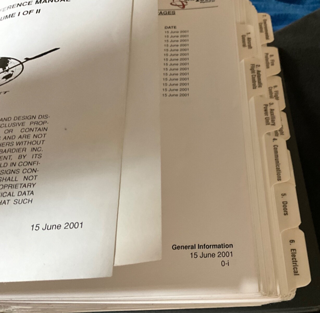 Bombardier CRJ 200 Pilot Reference Manual Volume I ONLY 2001 Training Purposes