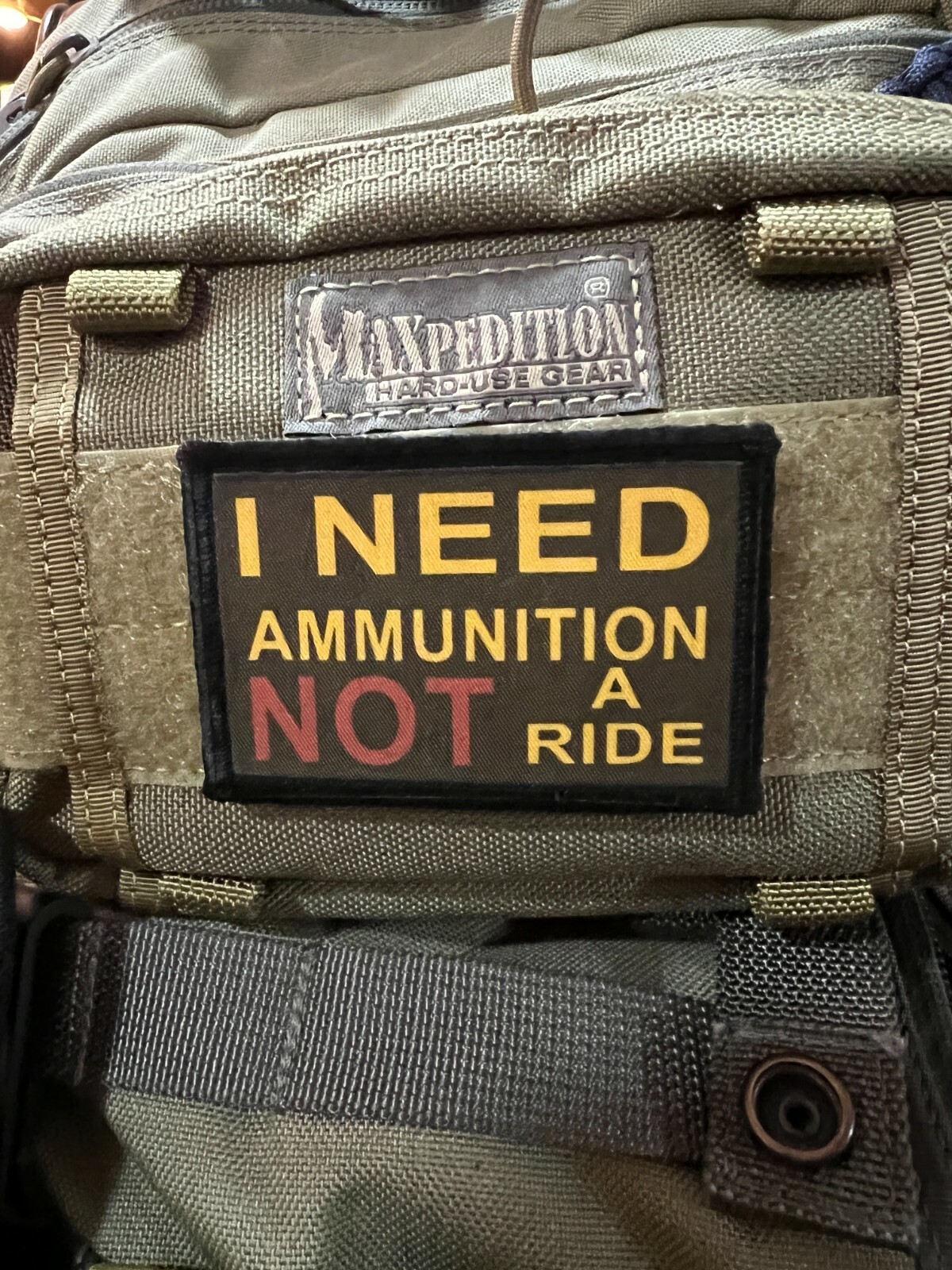 Subdued I Need Ammunition Not a Ride Ukraine Morale Patch ARMY MILITARY
