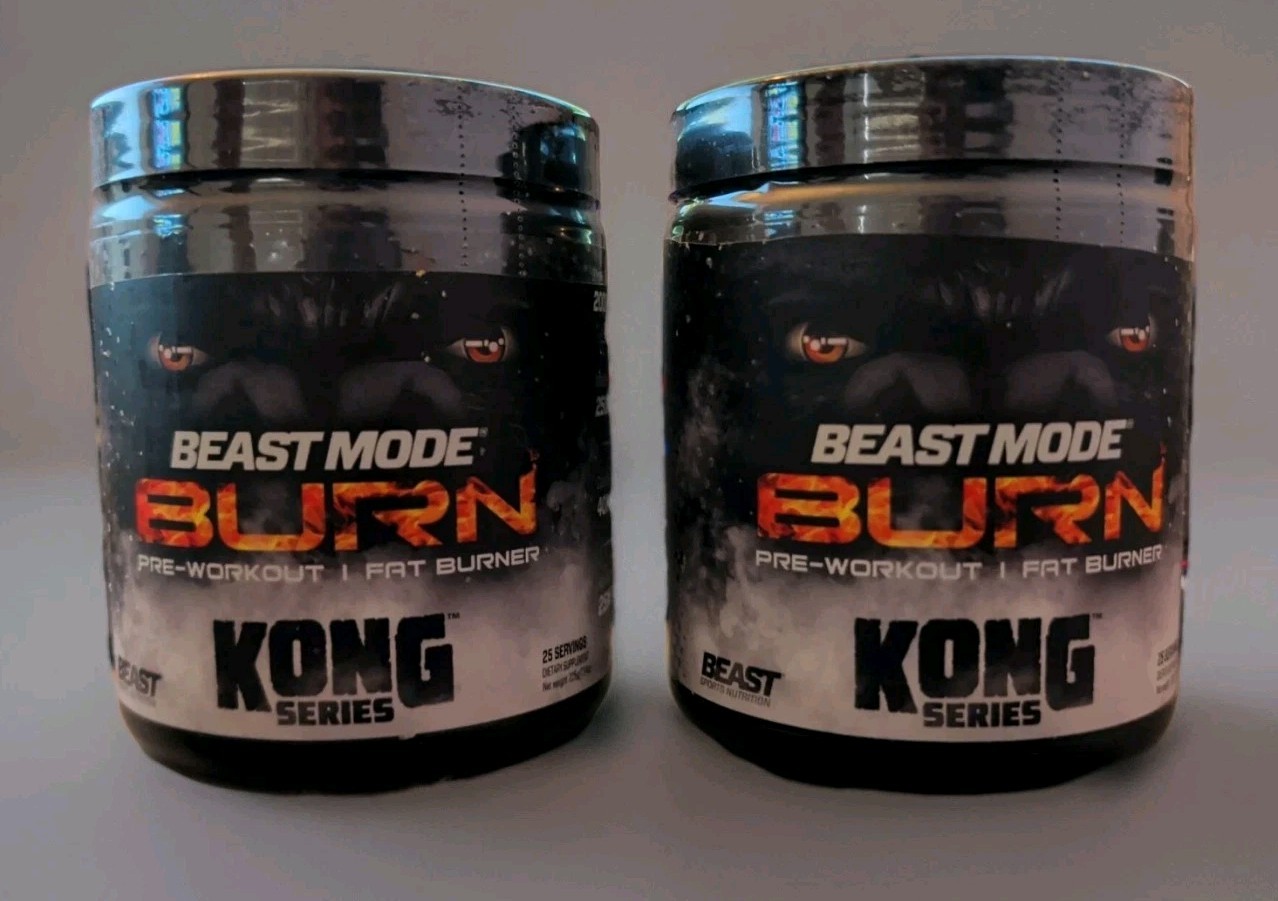 Lot of 2 Beast Pre Workout Peach Sangria Kong Energy Fat Burner 7.9 oz Exp 12/26