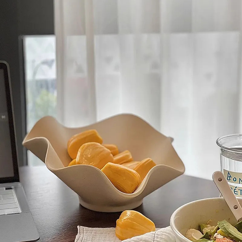 Nordic Ceramic Fruit Plate Thickened Snack Dish for Living Room Durable Dinner