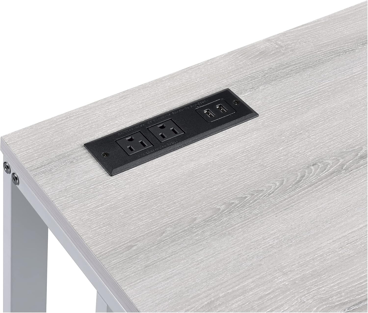 Modern 47" Rectangle Writing Desk with USB Port, Light Oak & White Finish