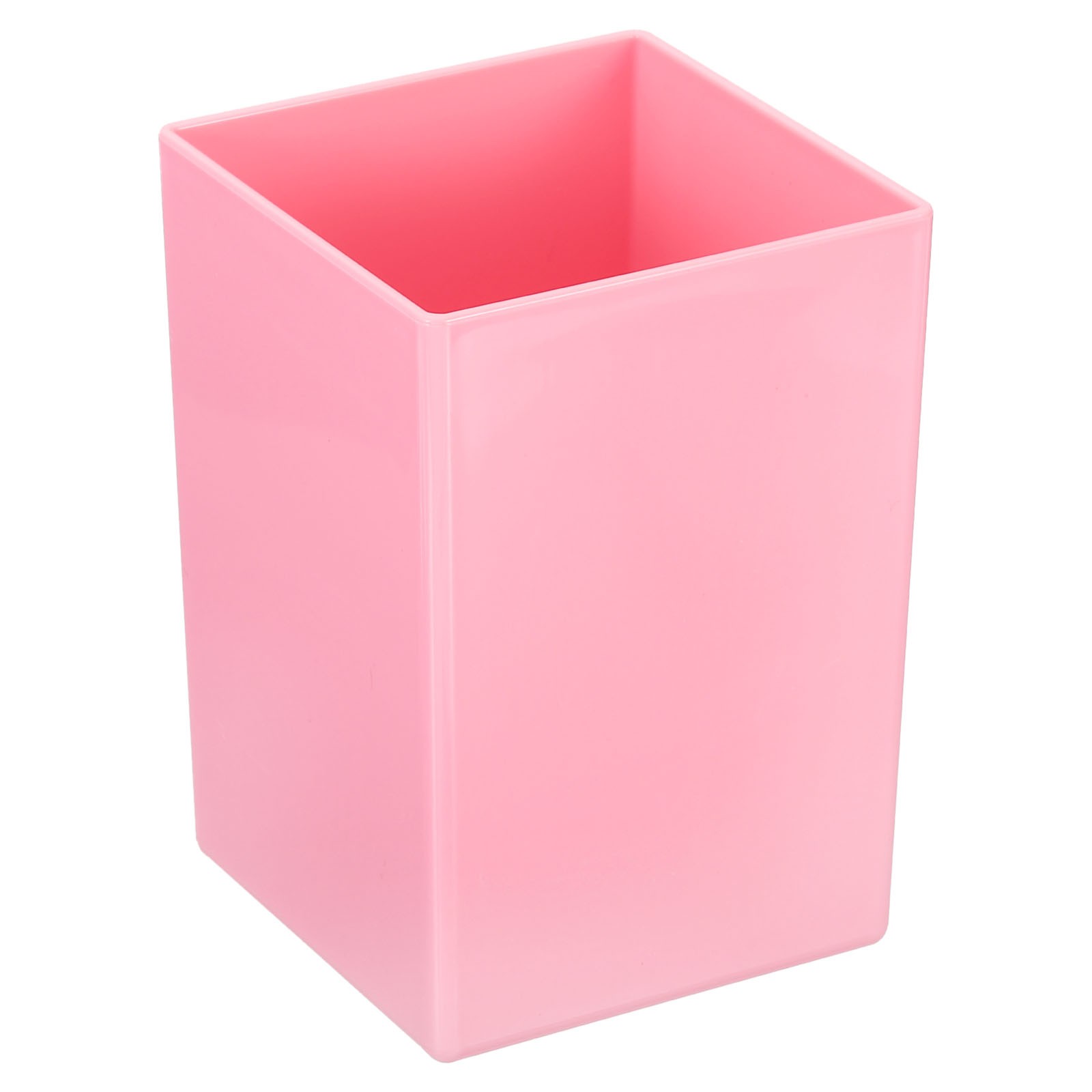 Pencil Holder, Plastic Makeup Brush Holder Square Desktop Organizer, Pink
