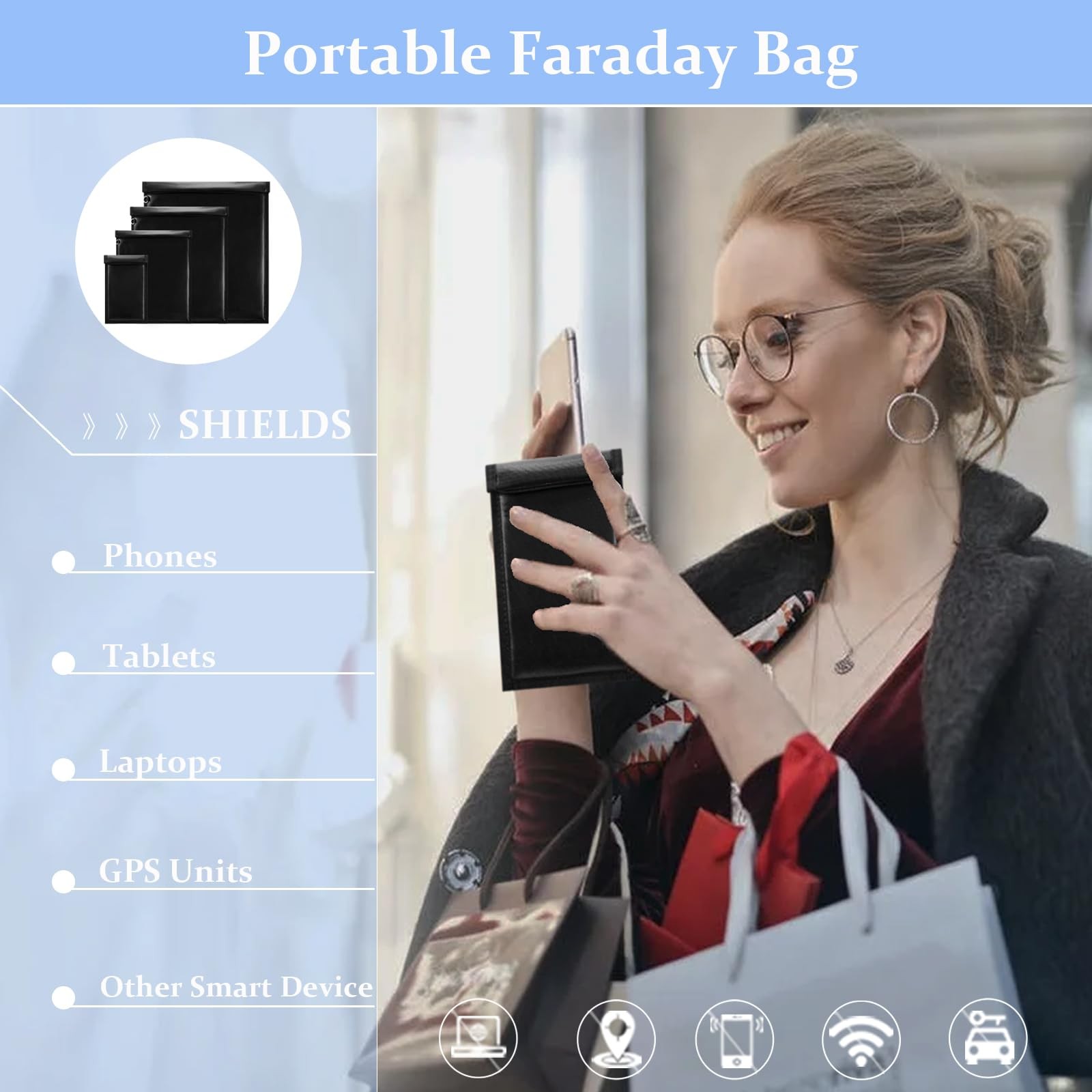 Faraday Bags 4 Pack Fireproof Waterproof for Phones Tablets Laptops