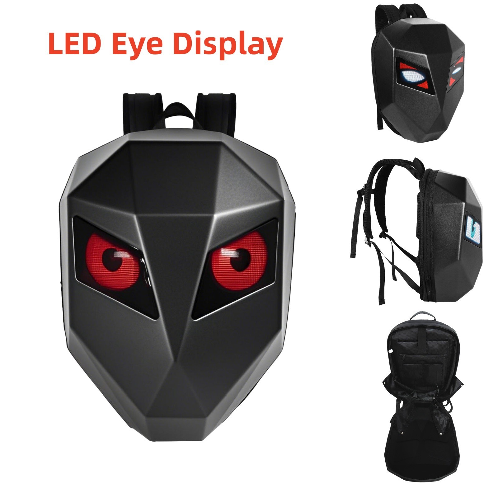 New Cool Tech LED Motorcycle Backpack with Illuminated Eye Display in Black