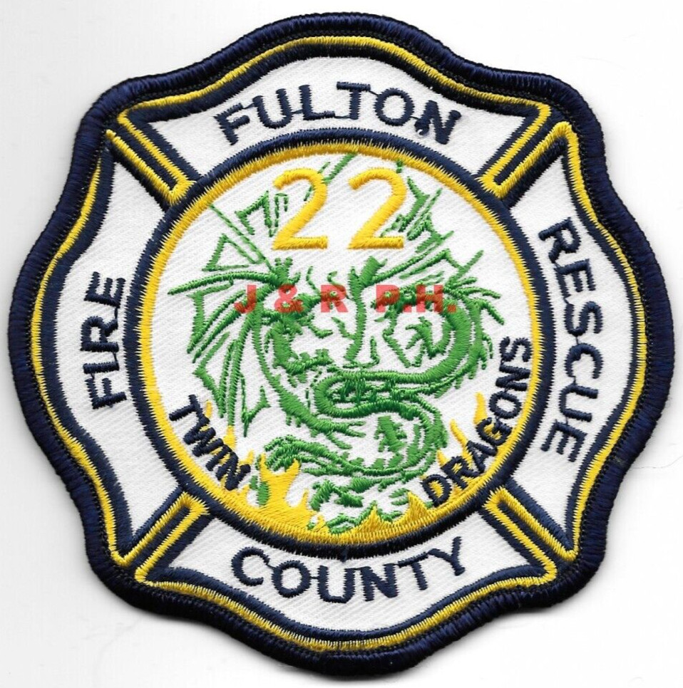 Fulton County Station - 22 Fire - Rescue "Twin Dragons", GA (4" x 4") fire patch