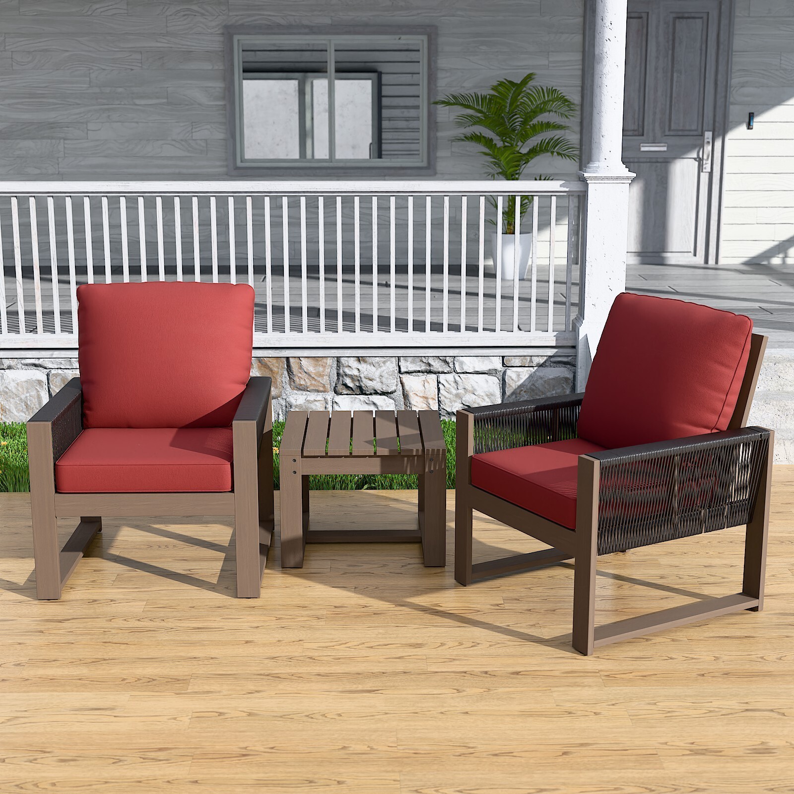 EAGLE PEAK Natural Cedar Wood Bistro Set Outdoor Patio Furniture Set
