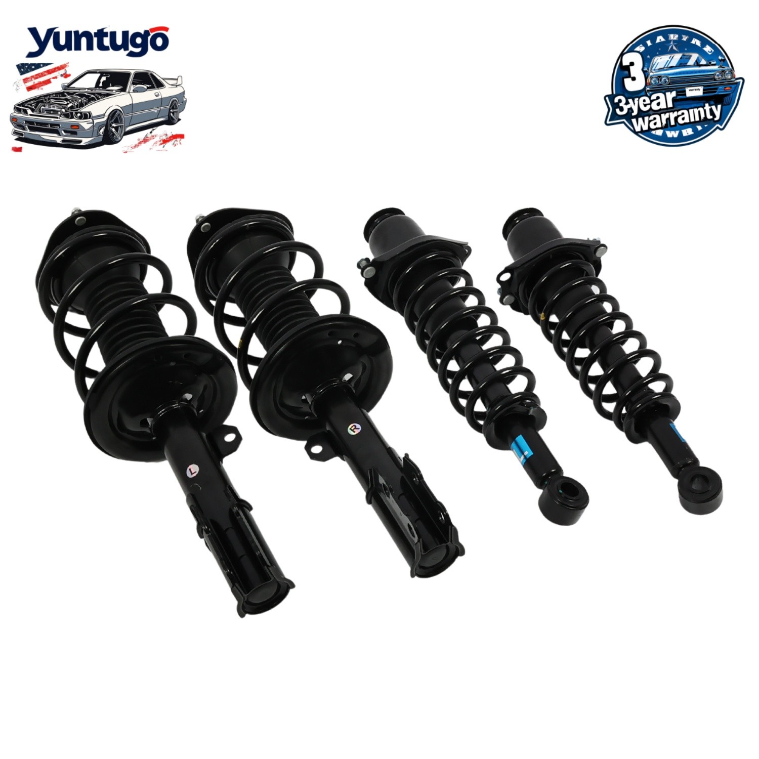 4pc Front and Rear Struts for 2003 2004 2005 2006 2007 2008 Toyota Corolla 1.8L