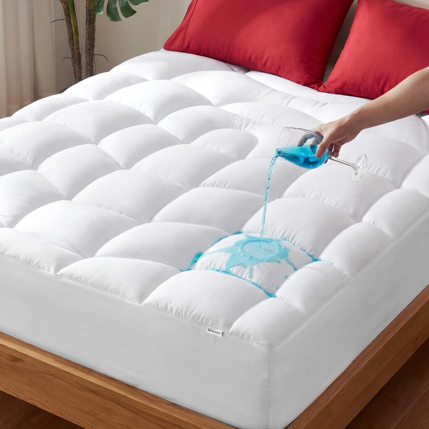 Unikome King Mattress Pad Waterproof, Ergonomic Quilted King, White