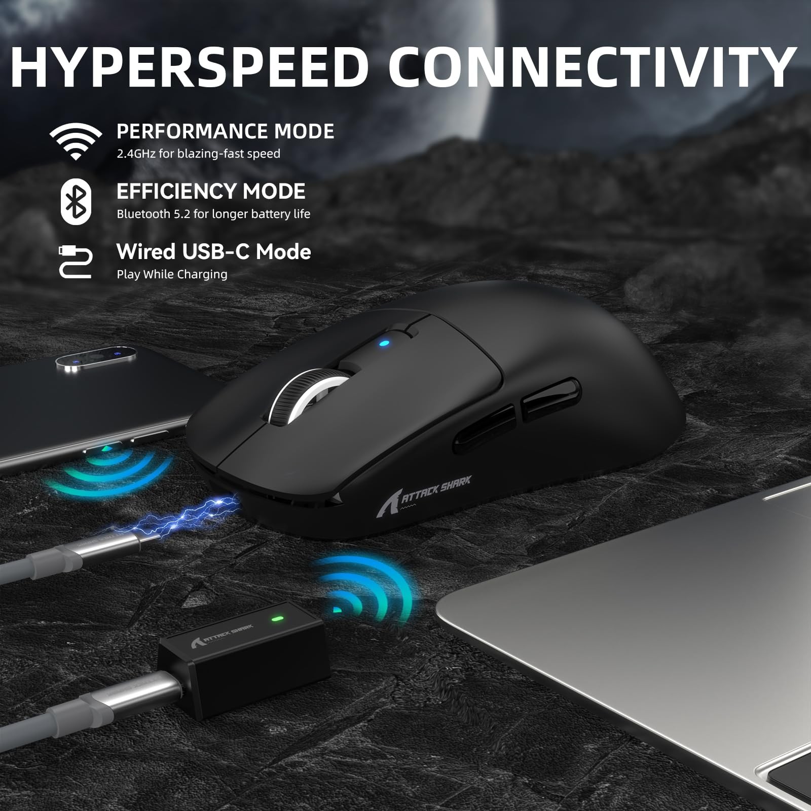 Attack Shark R6 39g Wireless 8K Mouse Black