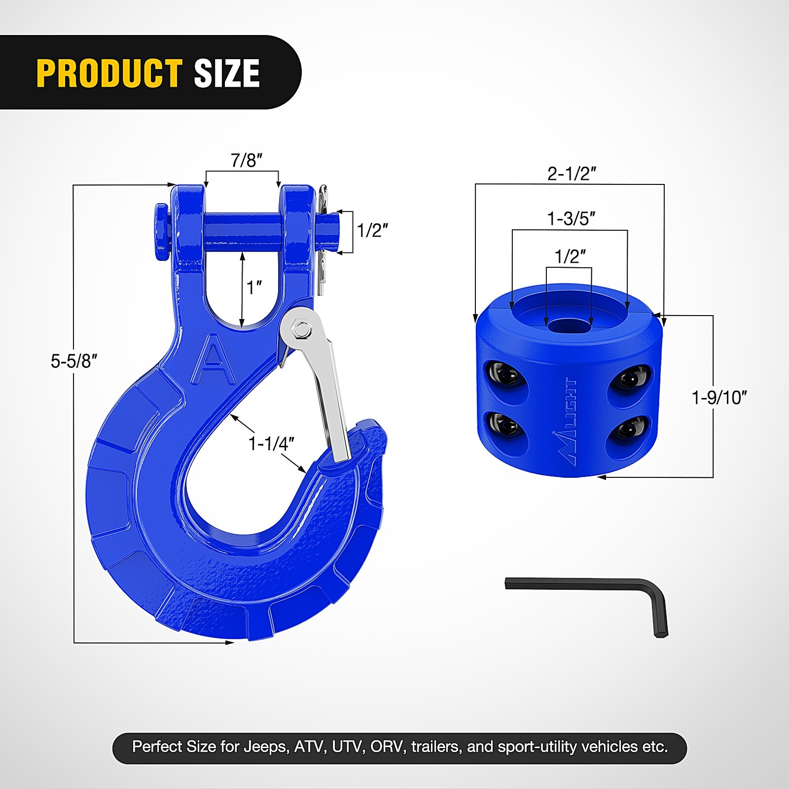 Nilight Forged Steel Winch Hook 3/8" Grade 70 Safety Latch Winch Cable Hook