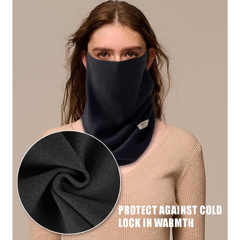 OULIGET Winter Neck Warmer Gaiter Fleece Face Mask Cover,3-in-1 Large, Black