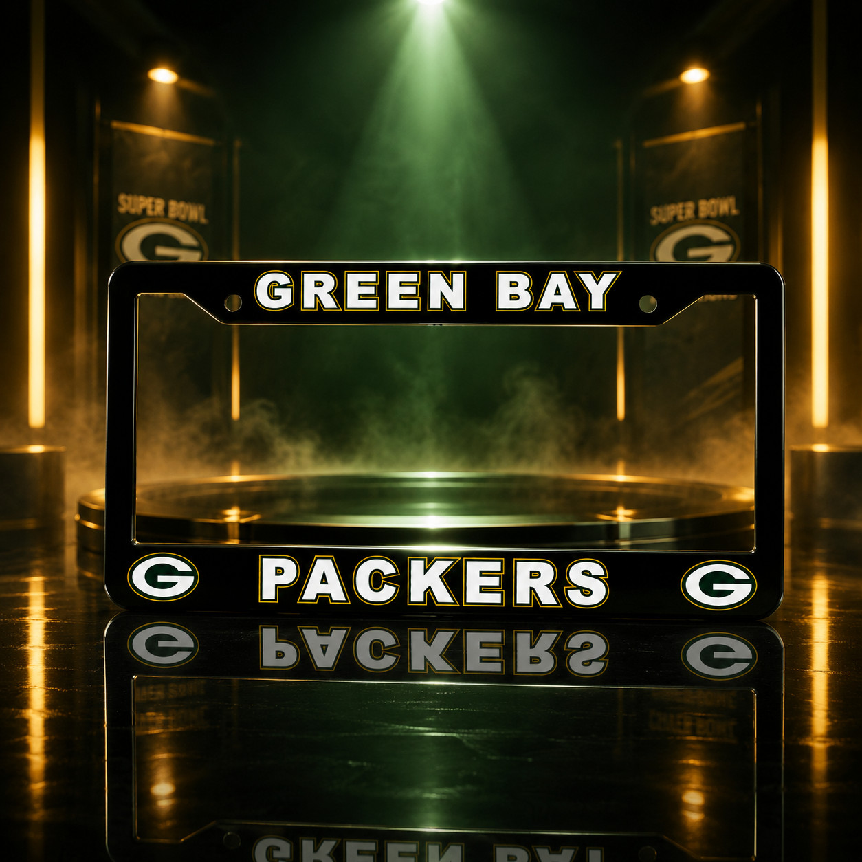 Green Bay Packers License Plate Frame Cover - Black - EliteAuto3k