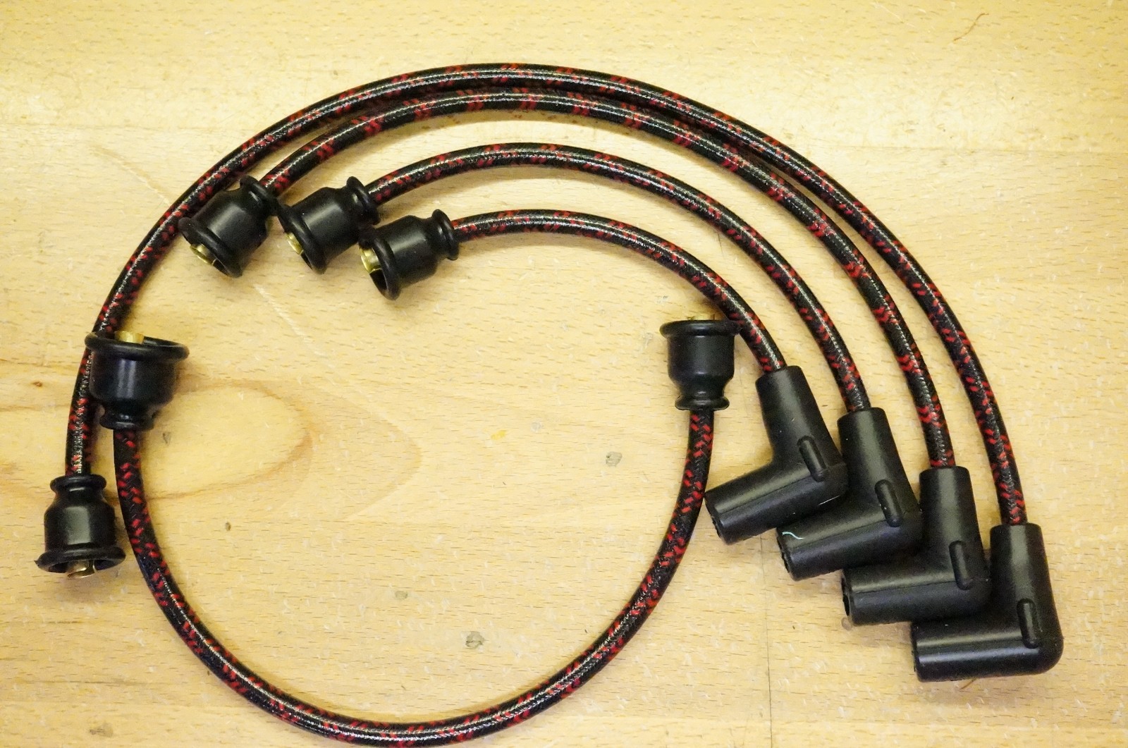 Black Red Willys-Overland Go Devil L-134 Cloth Spark Plug Wire Set MB CJ-2 CJ-2A
