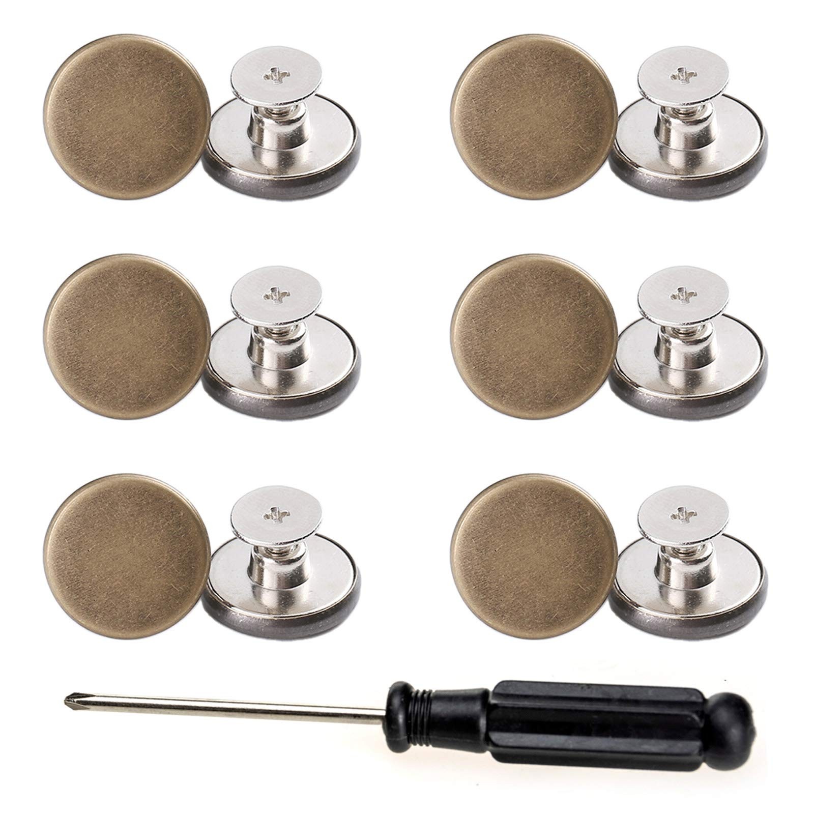 ICEYLI 17mm Replacement Jeans Buttons, 12 Sets Perfect 0.67 inches, style2