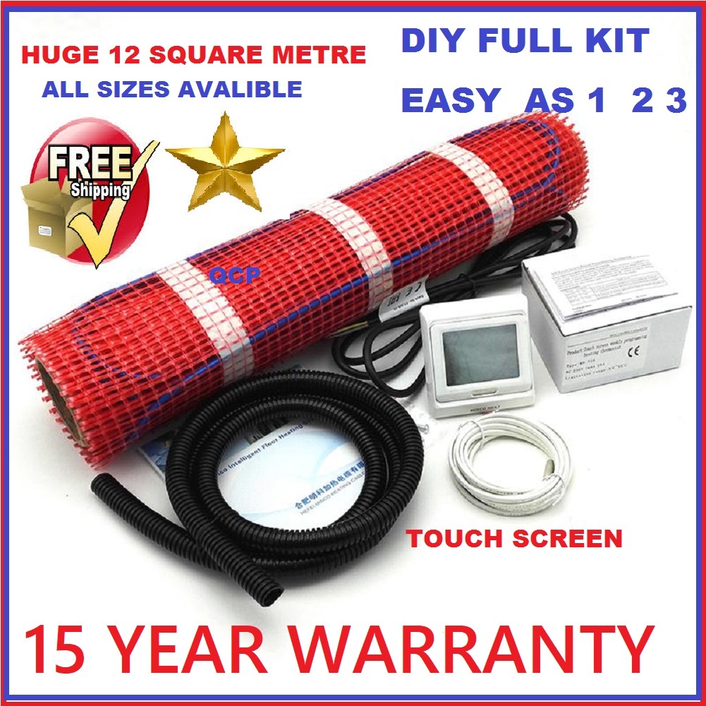Floor Heating Kit 1 - 12 sqm- Electric Underfloor Under Tile Undertile Heat Mats