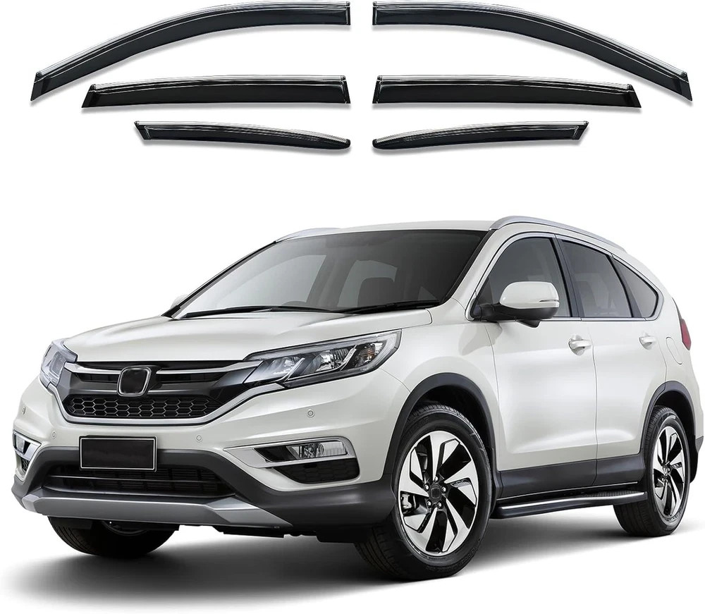 Shatterproof Out-Channel Window Deflectors for For CRV 12-16 6-Piece Chrome