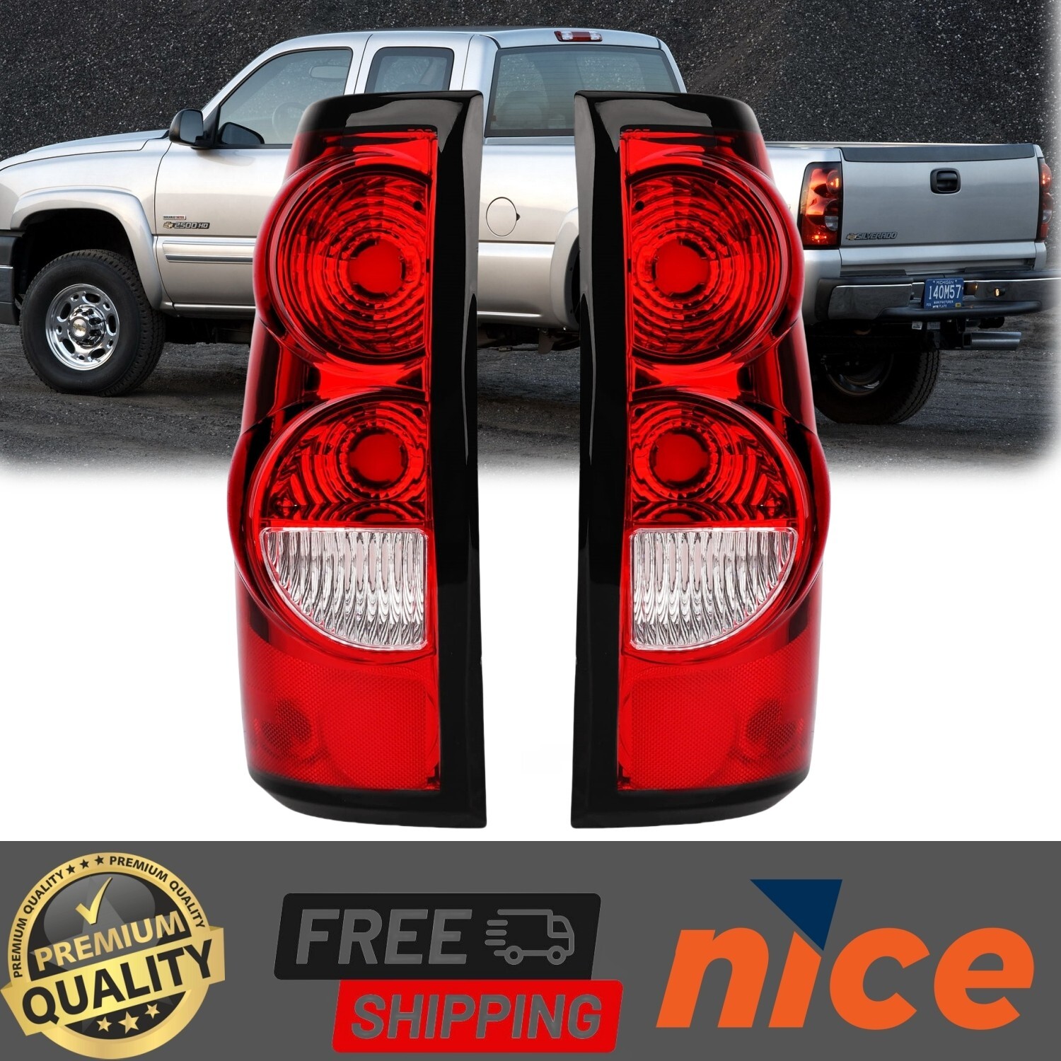 Tail lights for Chevy Silverado GMC Sierra 1500 2500 3500 1999-2007 OE Red Lens