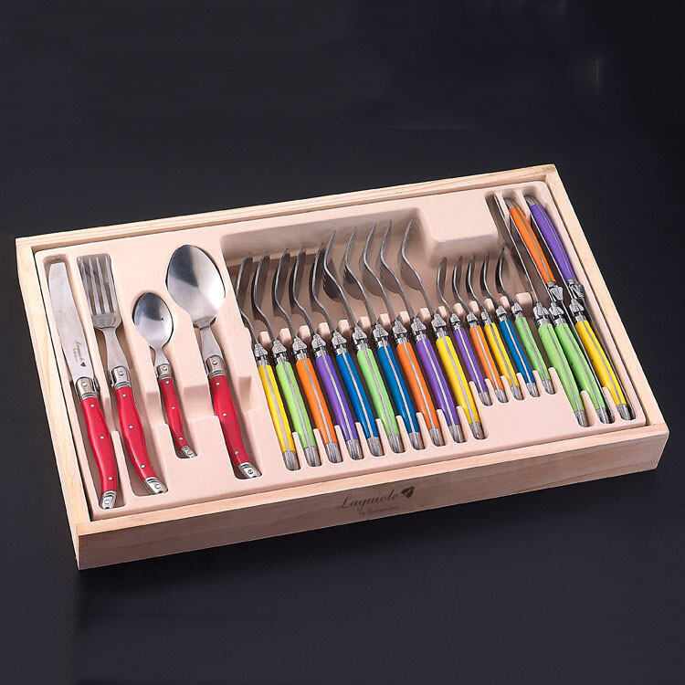 New 24PCS Laguiole Style Stainless Steel Dinnerware Set Cutlery Dinnerware Set