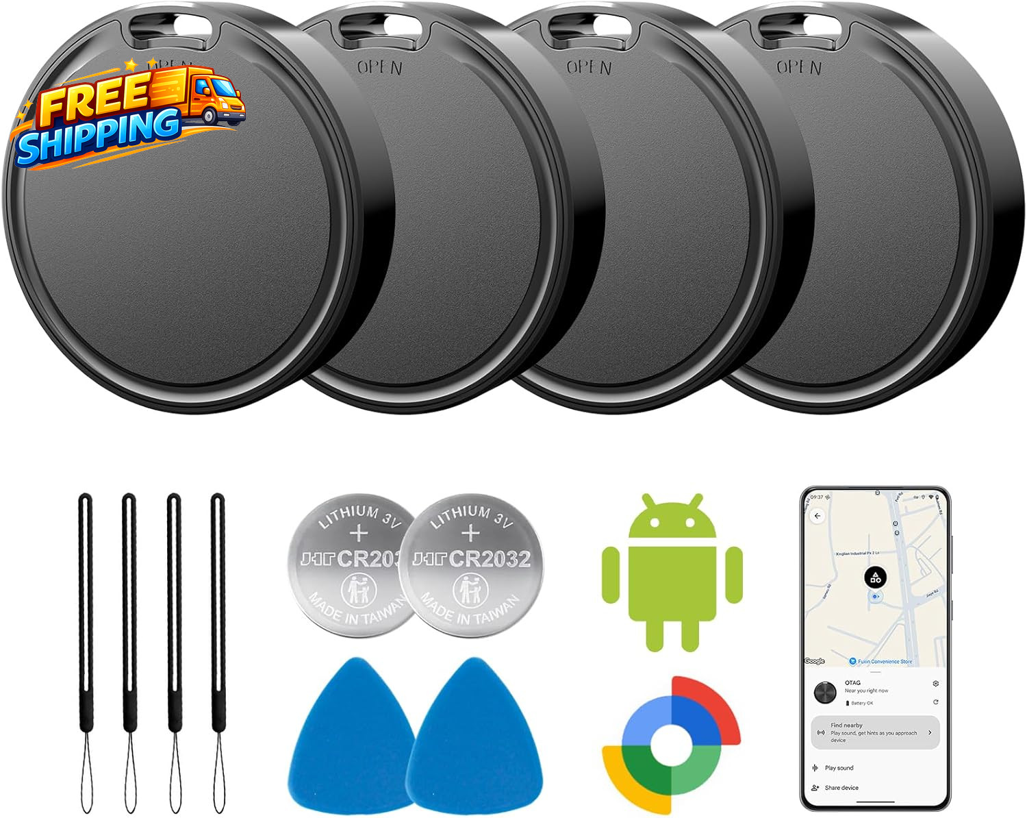 Air Tags for Android Air Tags4 Pack Android Android Tracker Tags 2 Year Battery