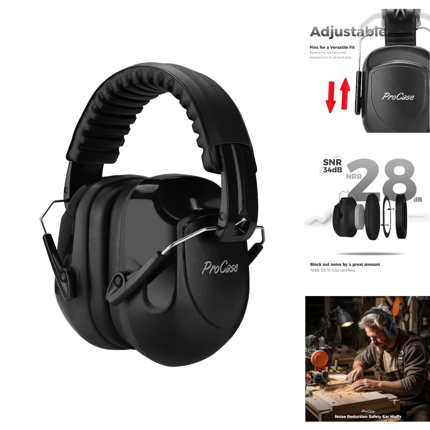 Noise Reduction Ear Muffs for Adults Kids Autism NRR 28dB Sound Proof Headphones