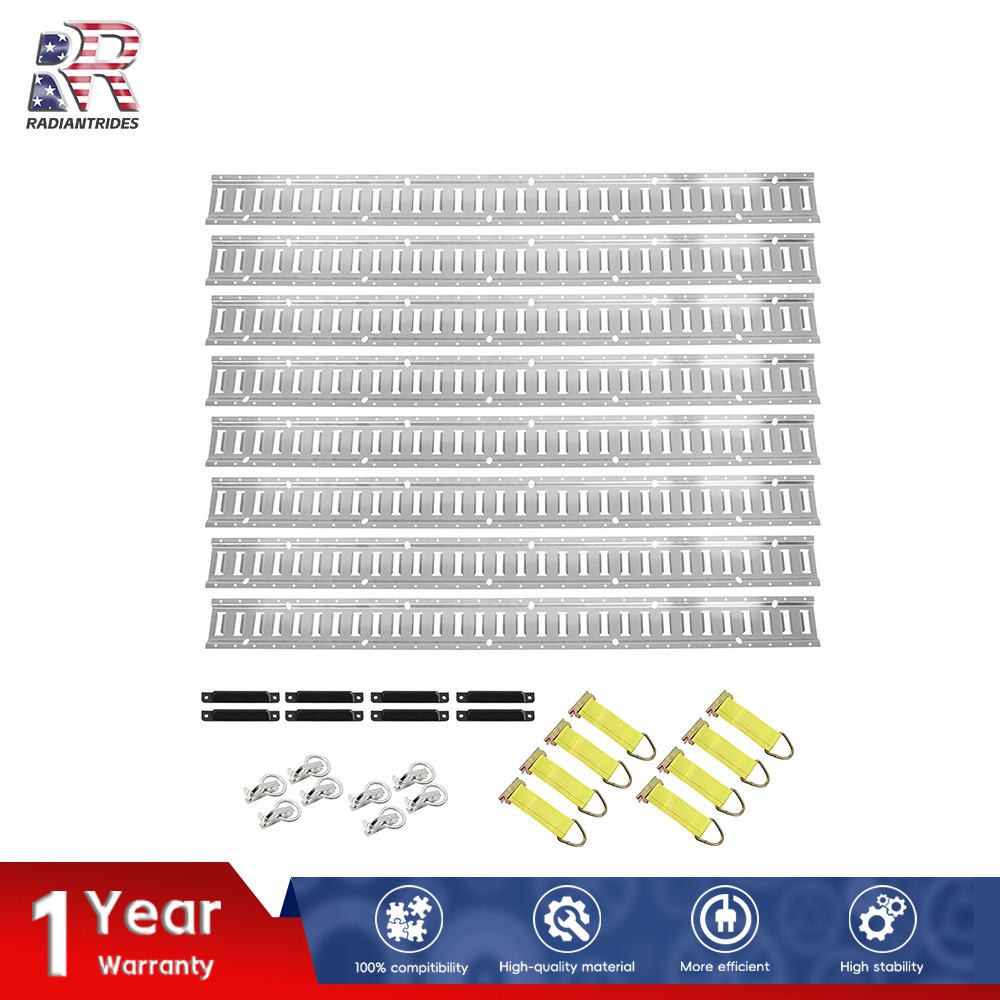 32 Piece 5' Galvanized E Track Rail Set Silver Finish Fit For Enclosed Trailers