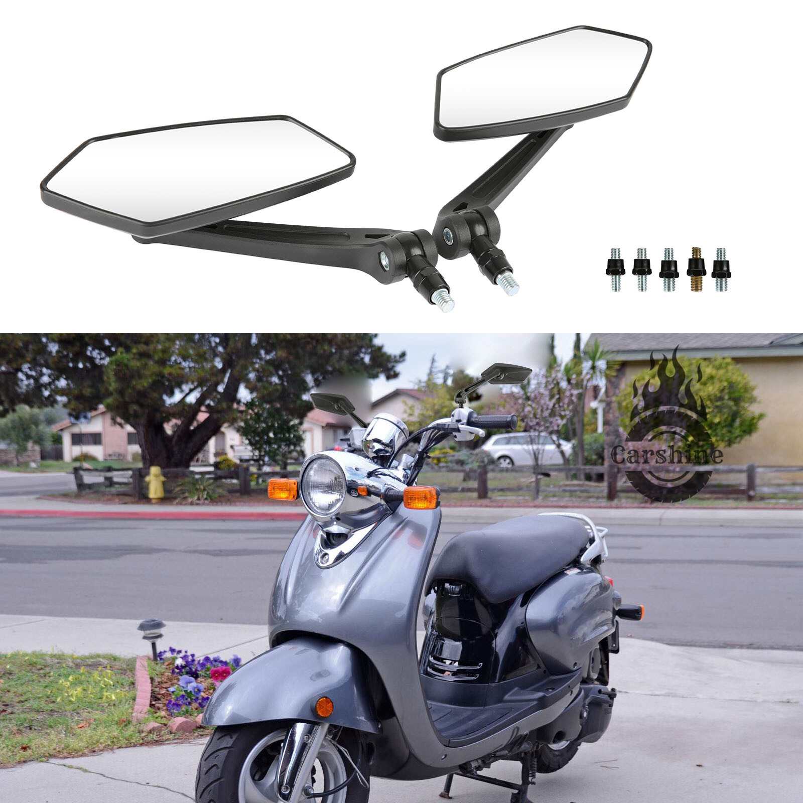 Motorcycle Rear Side View Mirrors ABS 8/10mm For Yamaha Vino 125CC 50CC Scooter