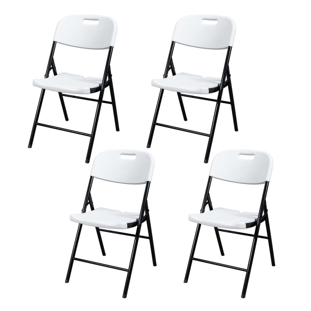 Set of 12 Commercial Folding Chairs Seat Event Set for In/Outdoor Garden White
