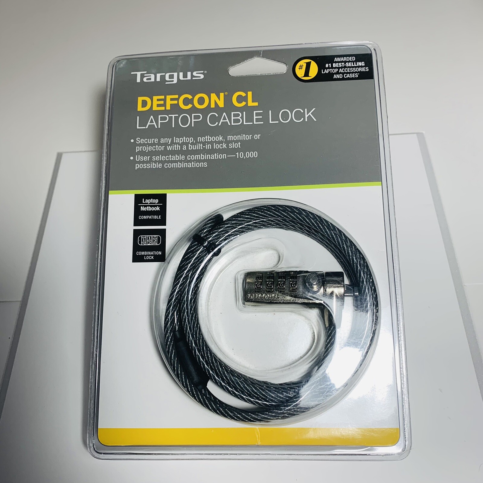 Targus DEFCON CL Laptop Computer Cable Lock - Resettable 4 Digit-Code, Galvanize