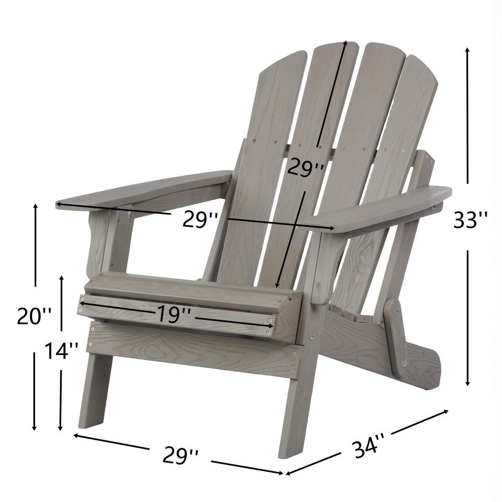 Oversized Folding Wood Adirondack Chair for Patio, Deck & Garden