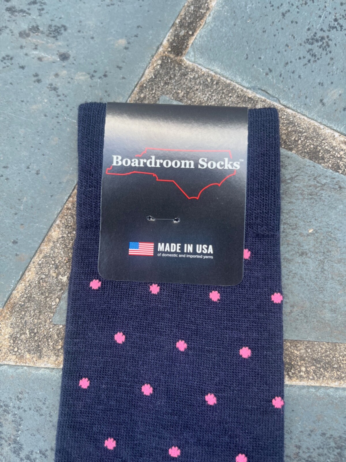 Boardroom Socks Men's Navy W/Pink Merino Wool Over The Calf Dress Socks Business