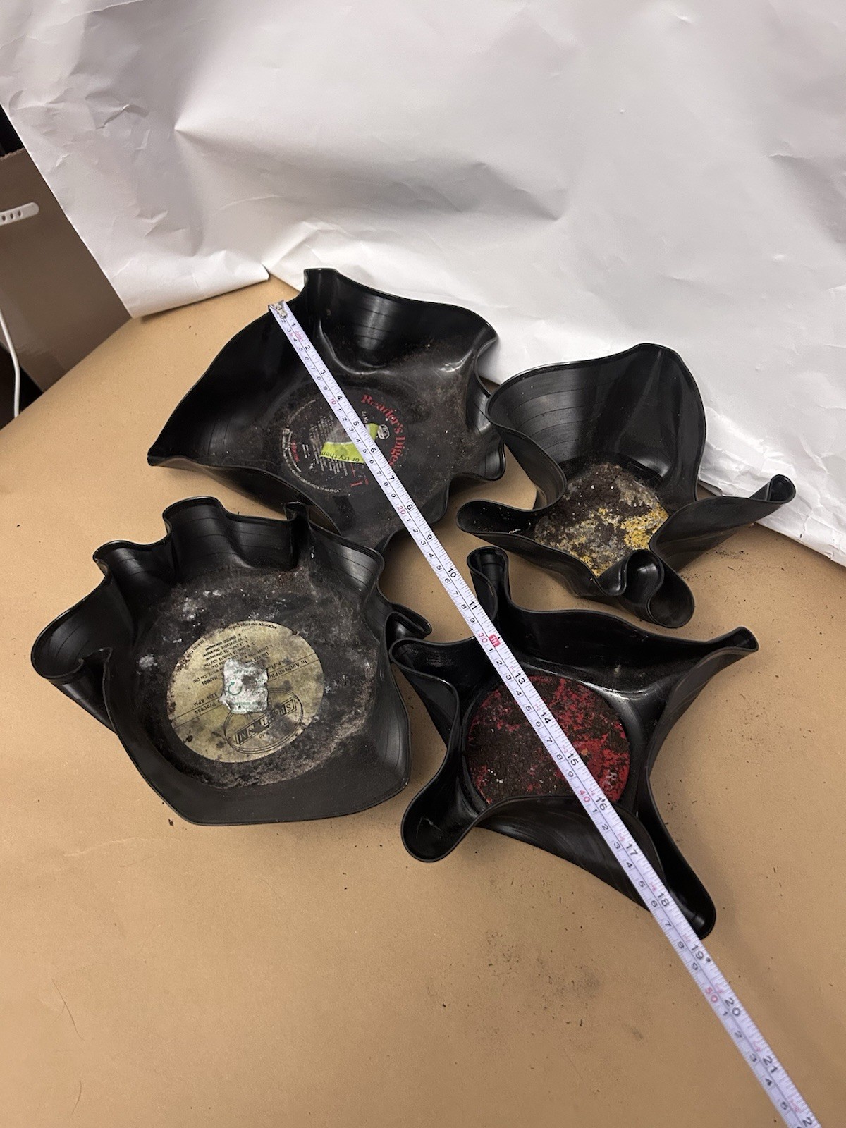 Handmade melted record/vinyl used for planter x4 VTG