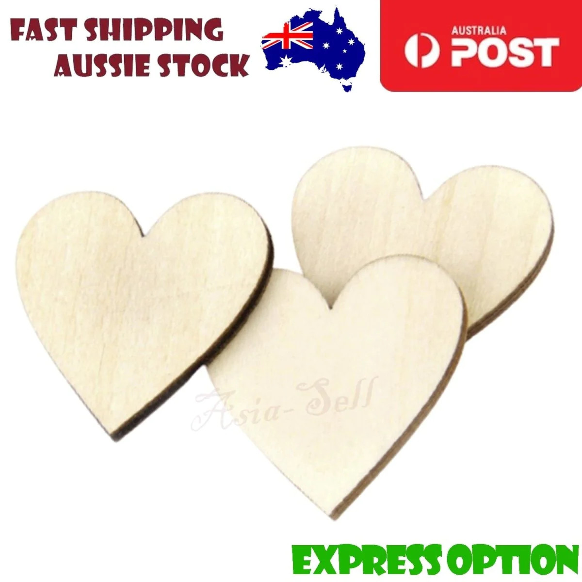 25x Wooden Love Hearts 40mm Decorations DIY Craft Wood Scrapbooking - ASIA SELL