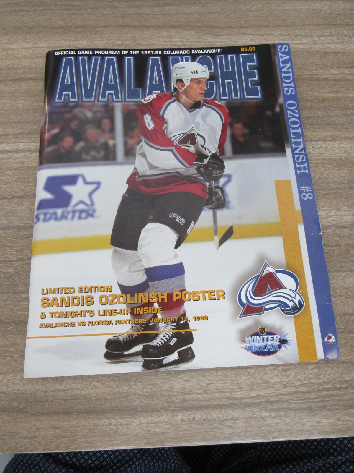 1997-98-Avalanche vs Senators Program 1/10/98 w/ Roster Card Keith Jones