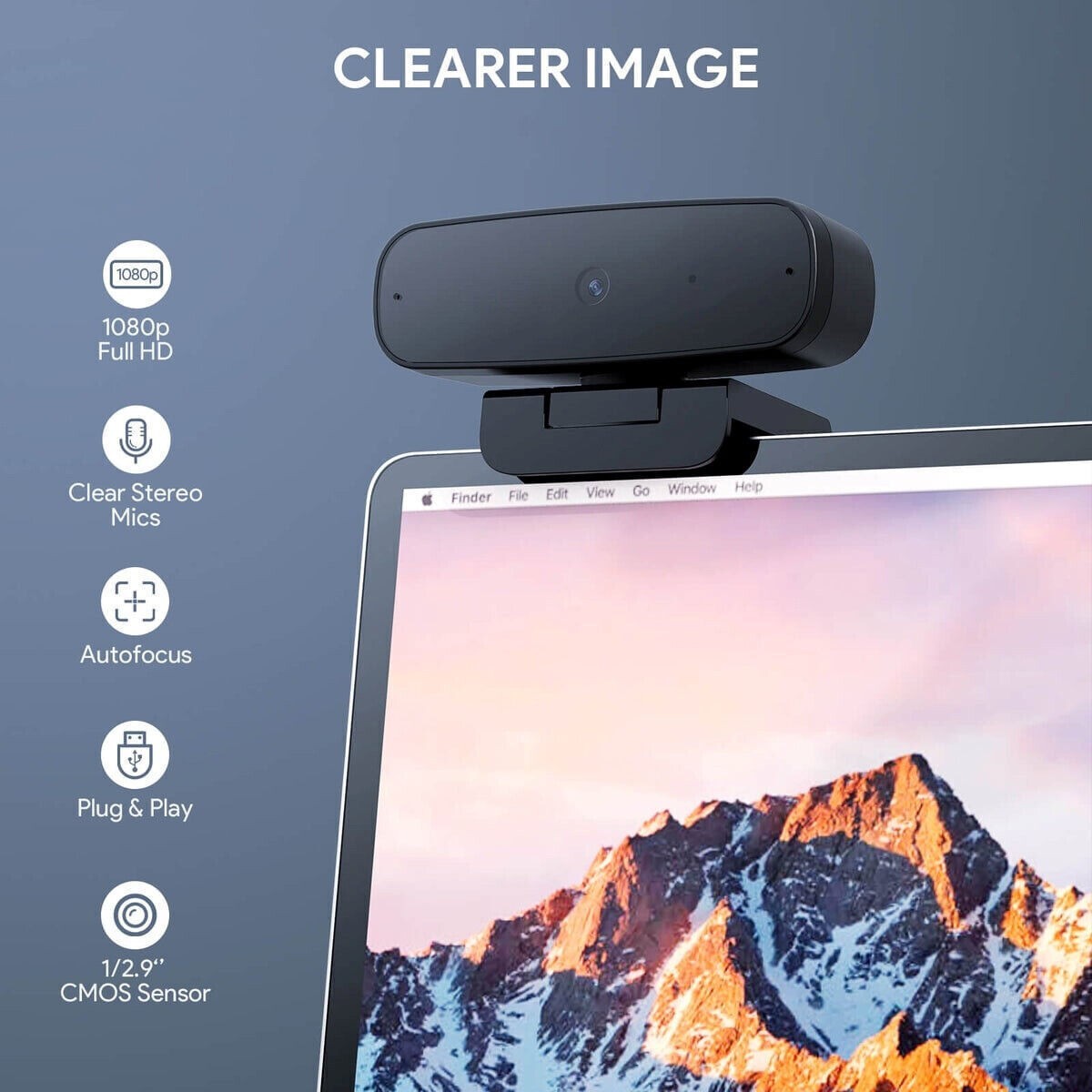 Full HD Plug & Play 1080P Autofocus Webcam Web Camera w/ Microphones for PC Mac