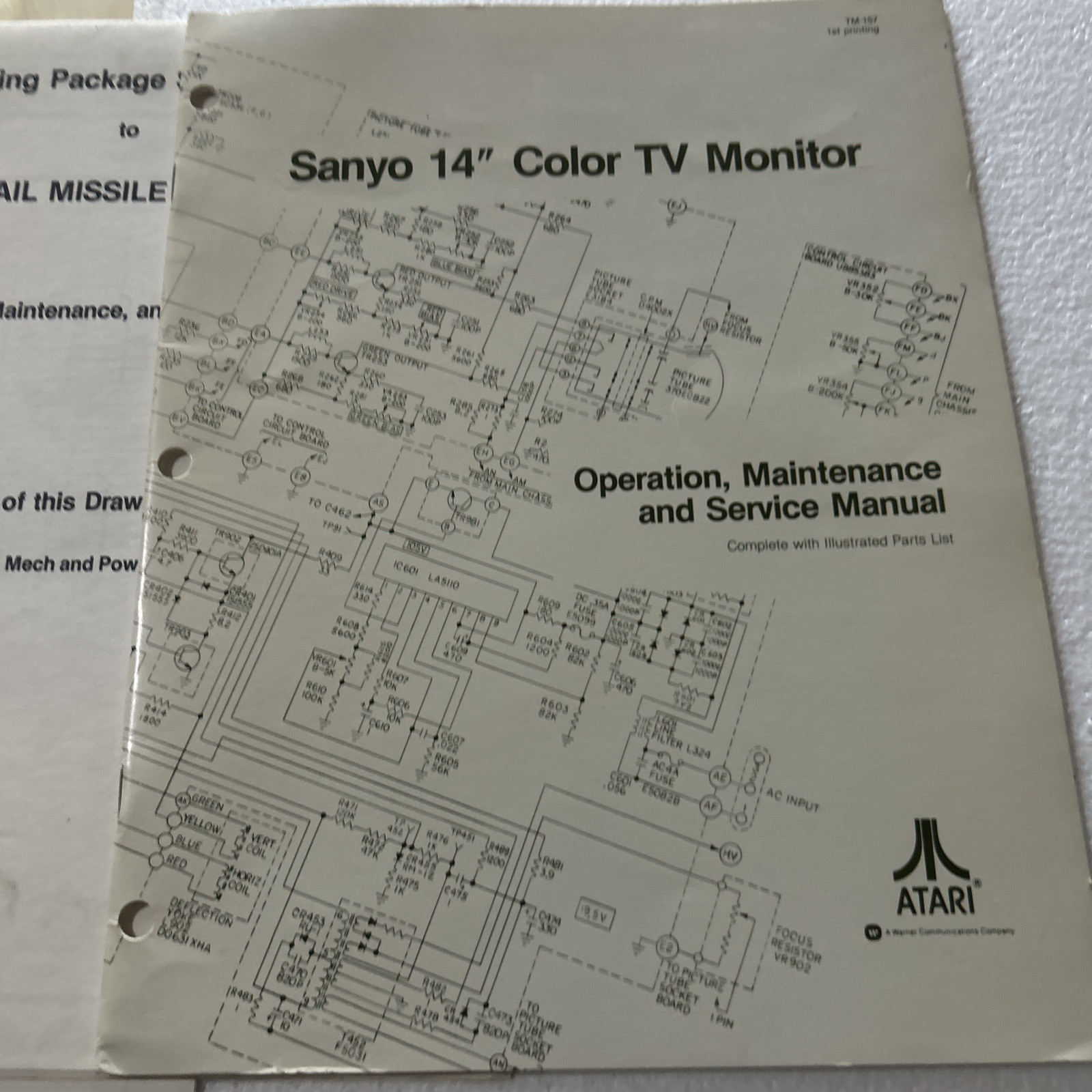 original Set Missile Command Cocktail Table Atari arcade video game manual