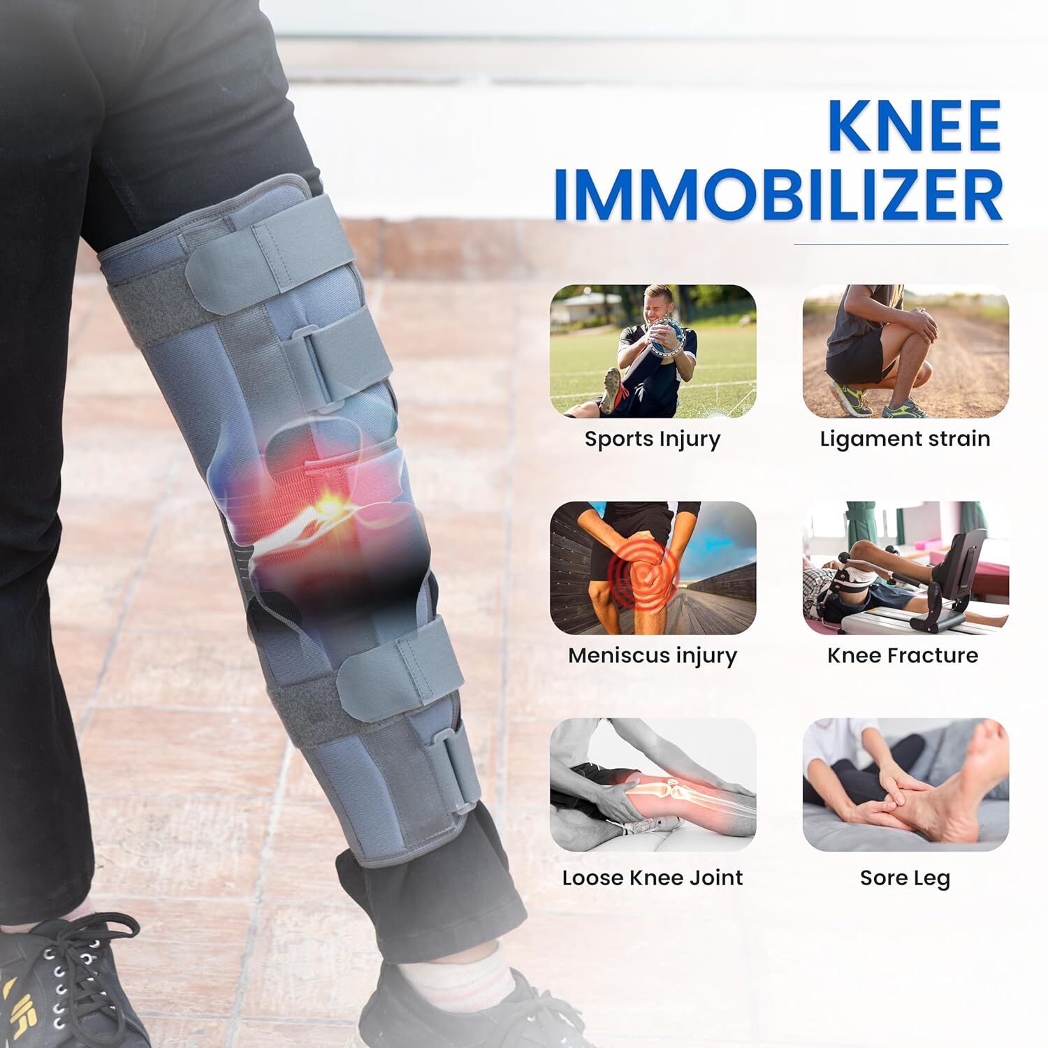 Knee Brace Wrap Around Support Adjustable Knee Open Patella Compression Brace US