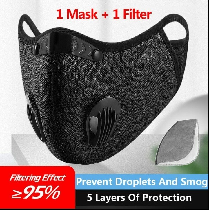 Mascarilla Protectora con Filtro de Carbón Activado Antipolvo con +10 filtros