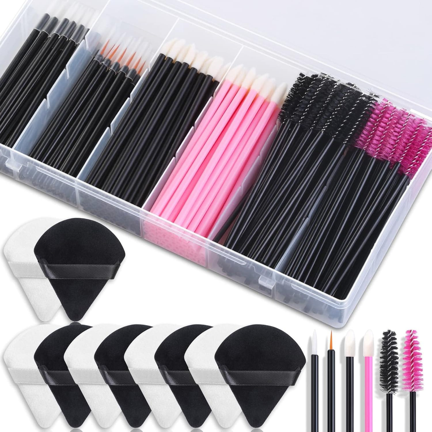 Disposable Makeup Accessories with Makeup Applicators Triangle Makeup Puffs, Mas