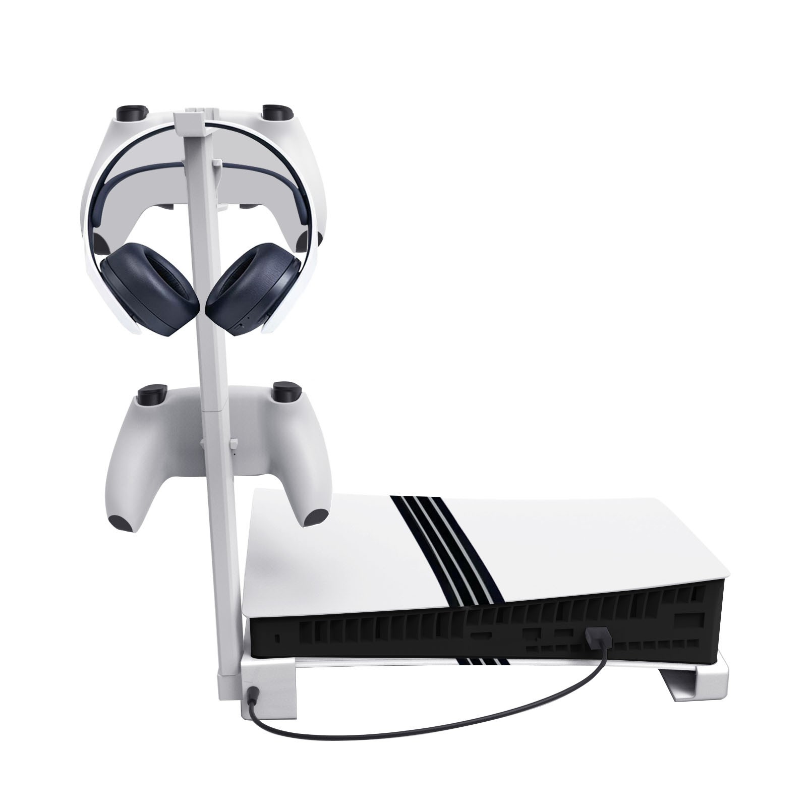 For PS5 pro/ slim Console Headset Cooling Stand Horizontal Mount w/ USB Charging