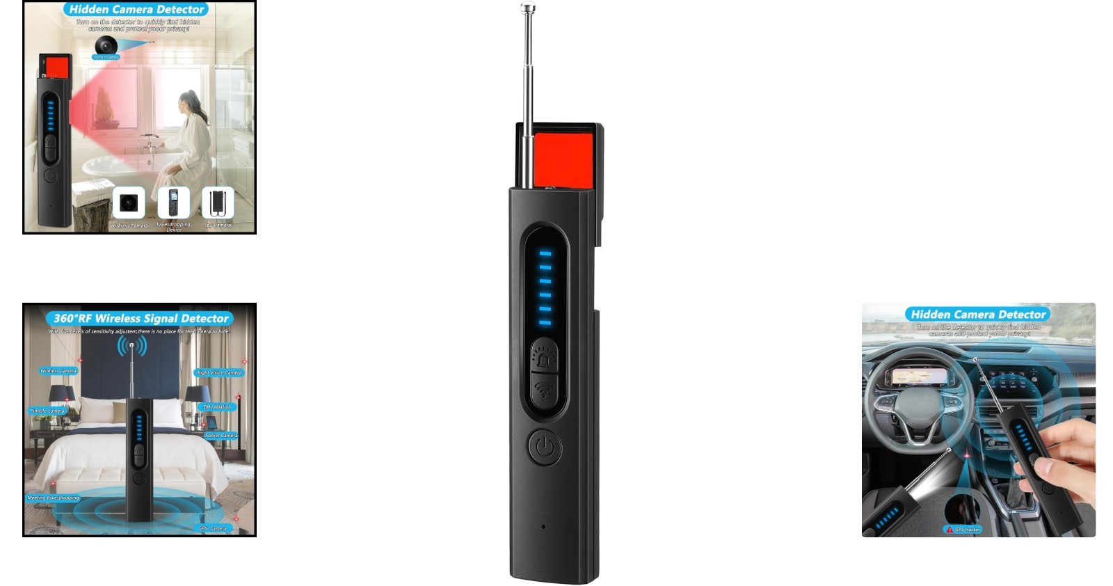 Compact Multi-Purpose Bug Detector & GPS Tracker Finder - Wireless Security