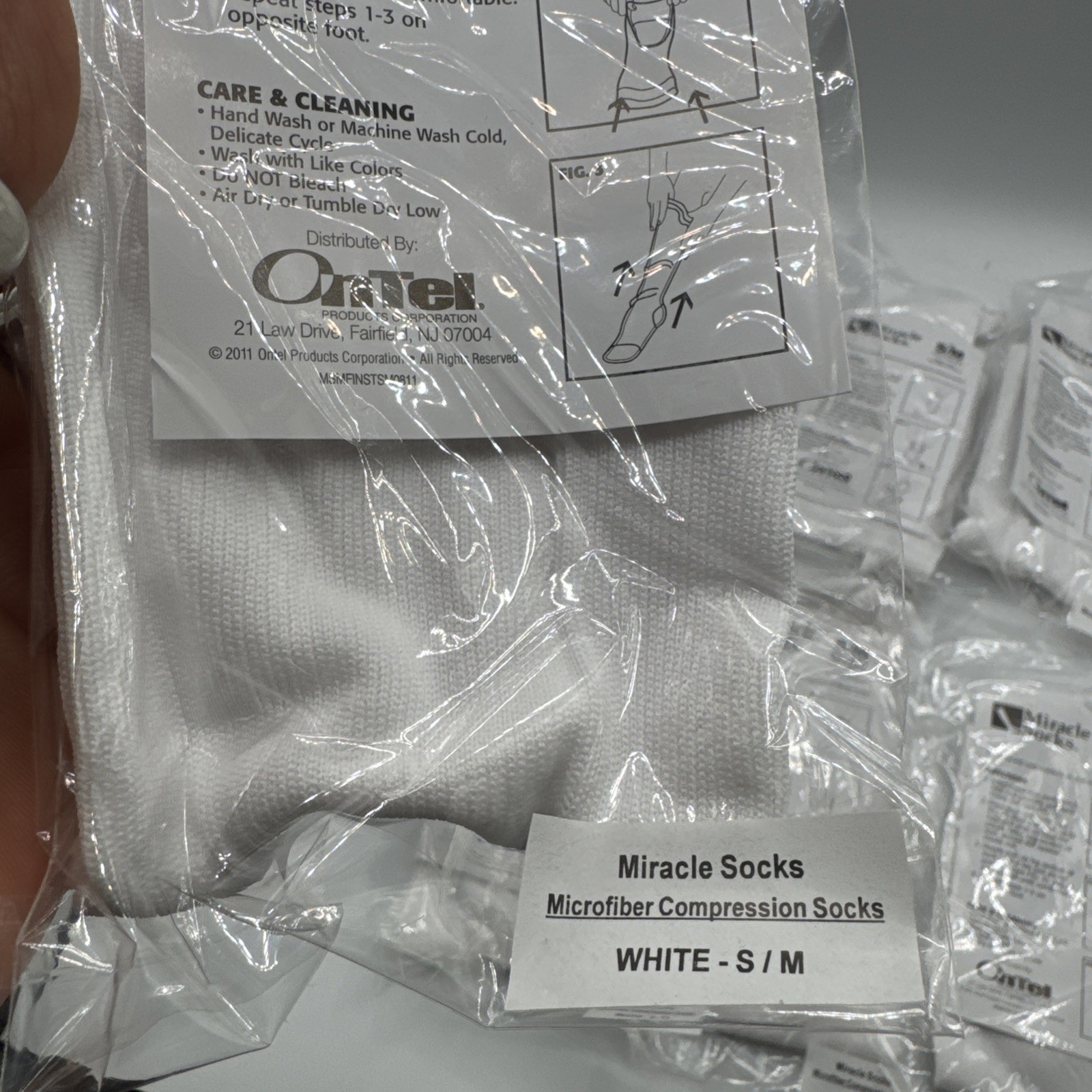 10 Pair-Miracle Socks Anti-Fatigue Compression Sock White Color Size S/M - New