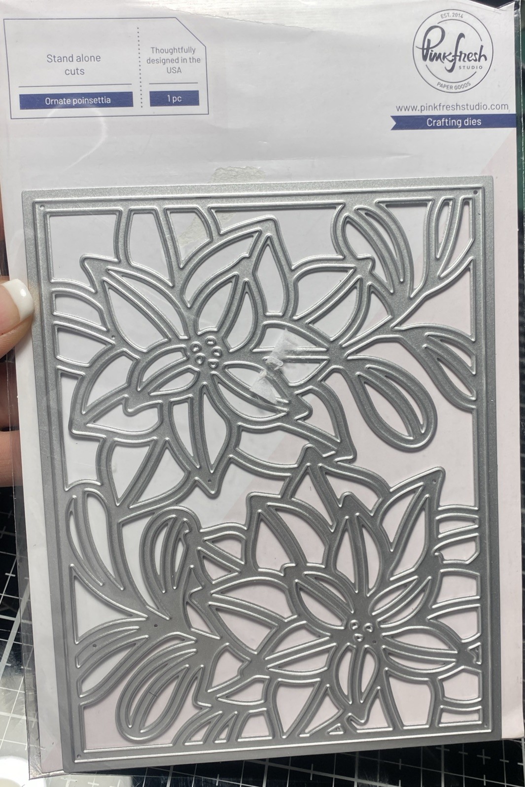 Pinkfresh Studio Die Ornate Poinsettia Cover Plate Stand Alone PFSA2720 Card DIY