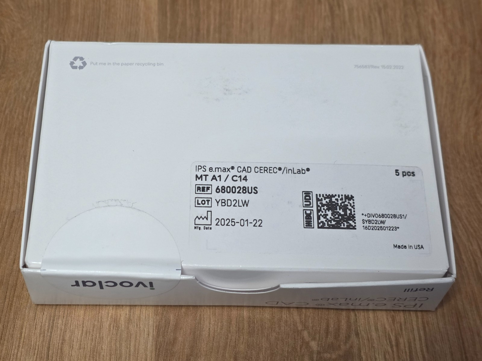 CEREC Ivoclar IPS EMAX - MT A1 / C14 - 5 Blocks For MC XL / New in Box