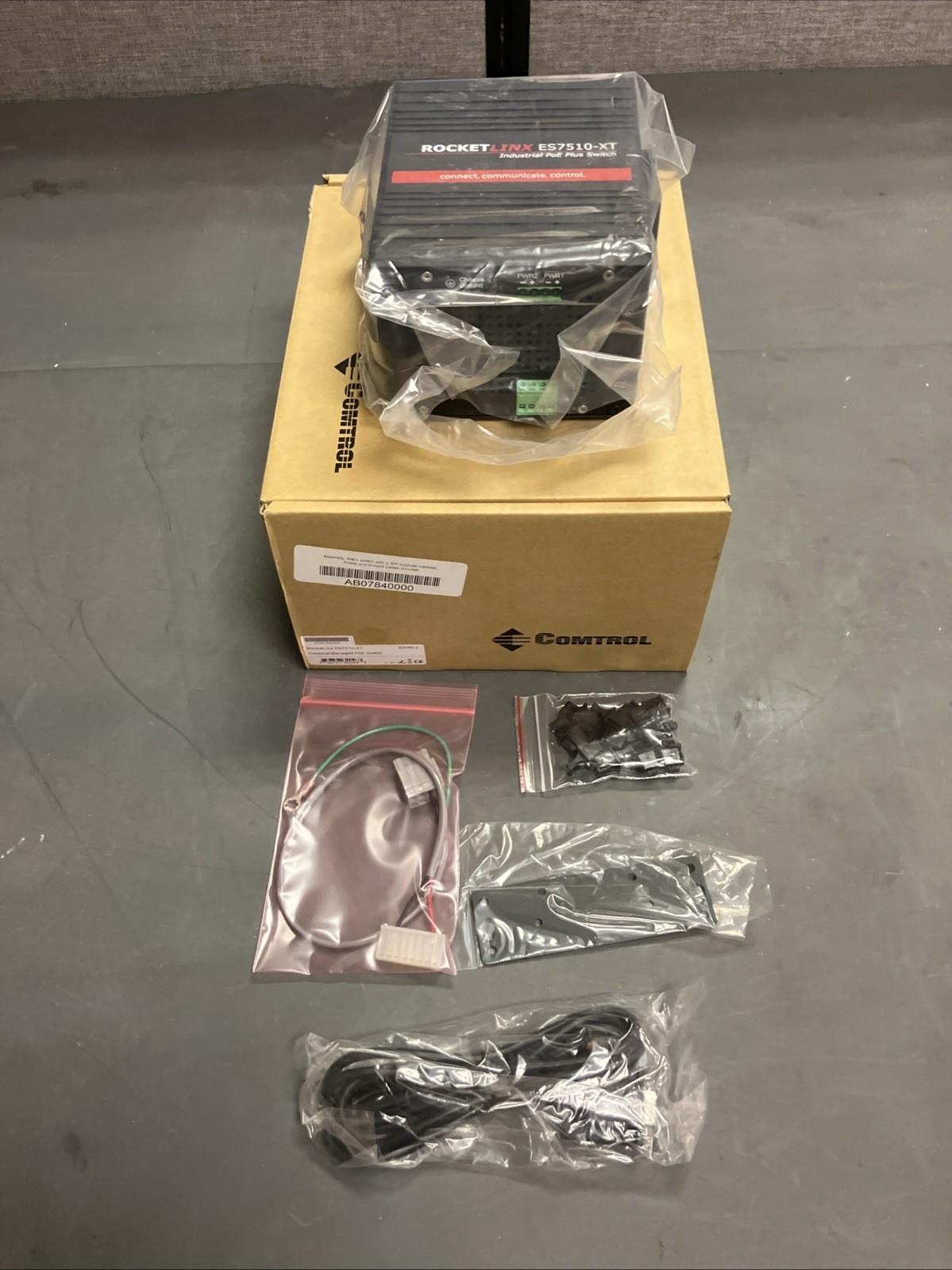 Rocket Linx ES7510-XT Industrial Managed PoE Plus Switch 2 SFP Modules Installed