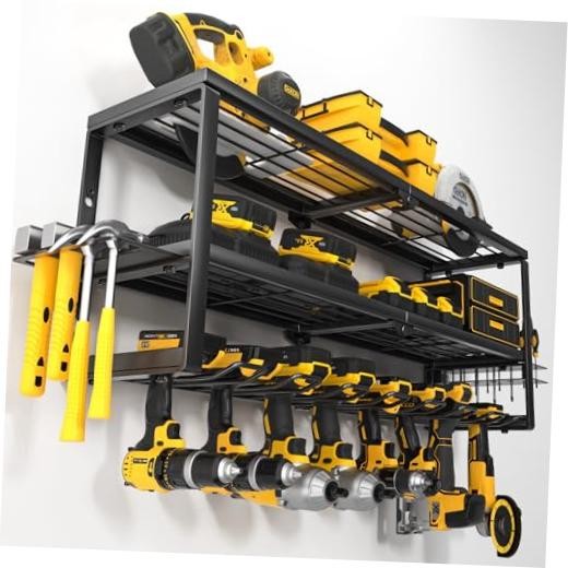 Heavy Duty Power Tool Organizer Wall Mount, Cordless 32 Inch 8 Drills Holder